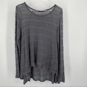 Basil Lola High Low Hem Pullover Blouse Gray L